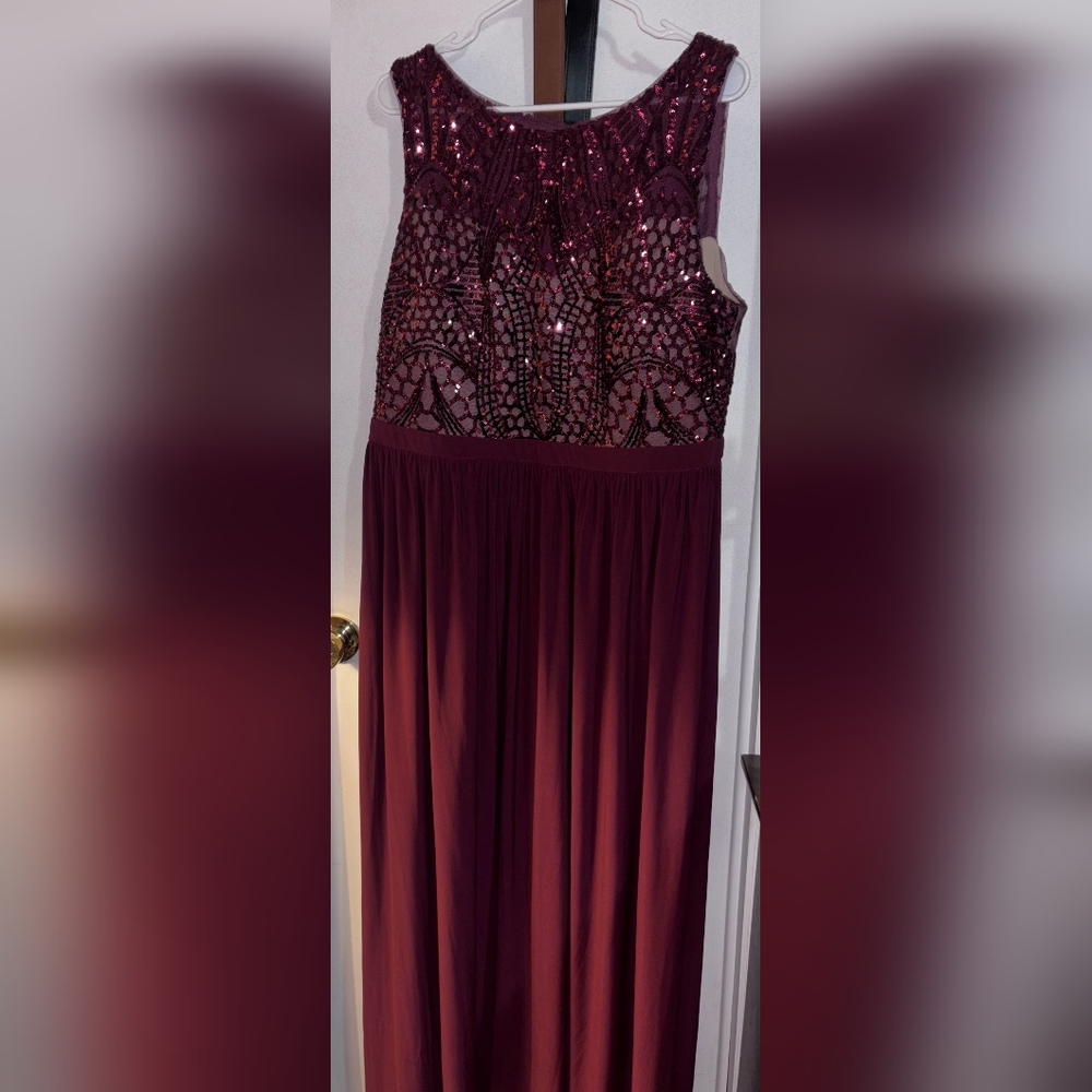 Elegant Burgundy Sequin Gown